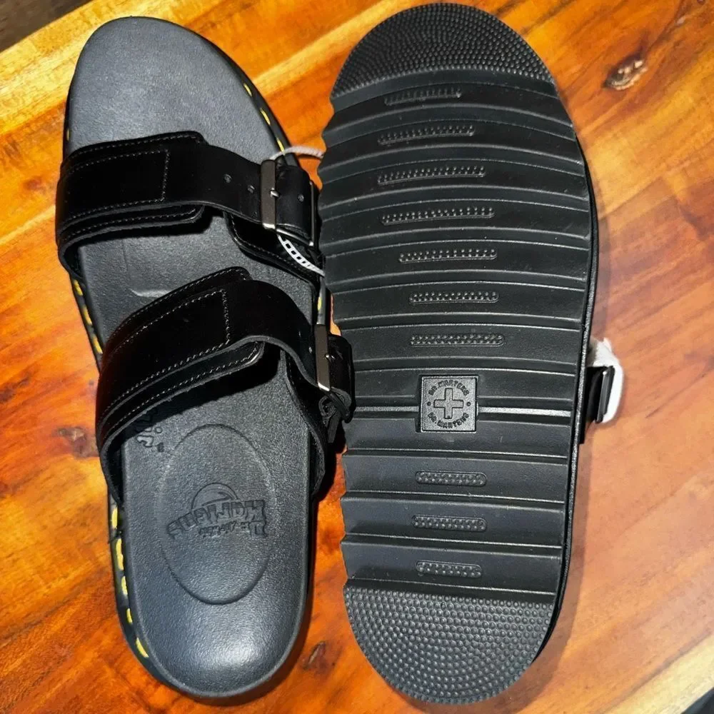 Dr. Martens MYLES BRANDO LEATHER BUCKLE SLIDE SANDALS new sz 10